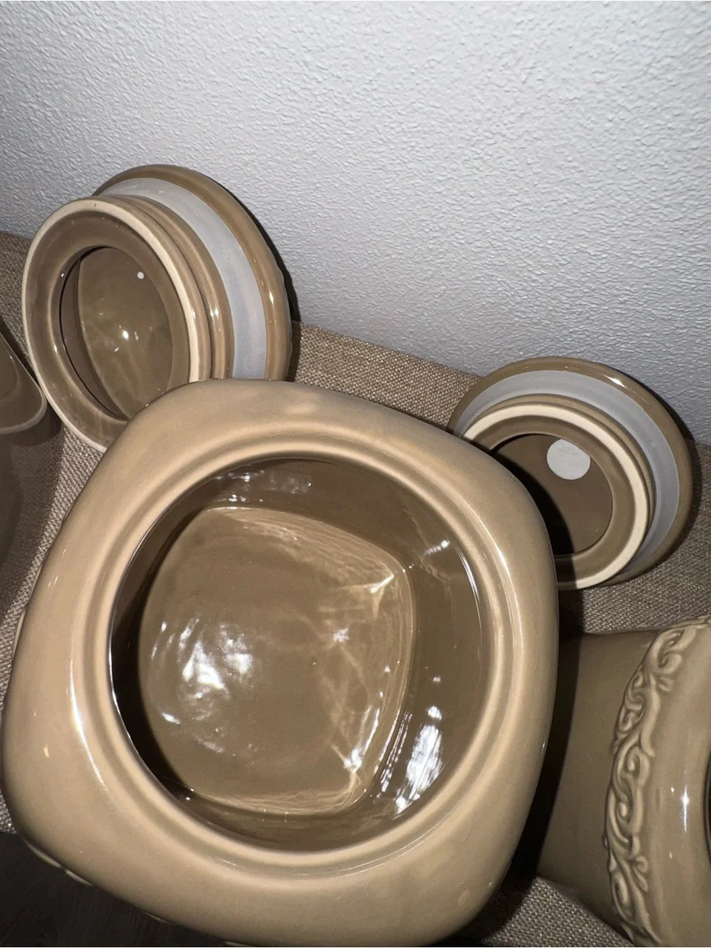 Drake Design Fleur De Lis Tall Tuscan Scroll Canister Set Taupe